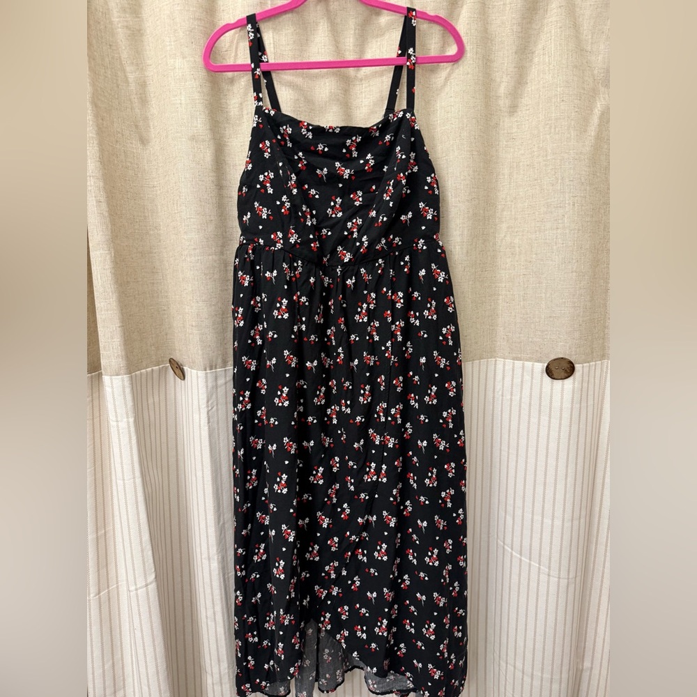 Torrid Black Dress with Red and White Floral Accents